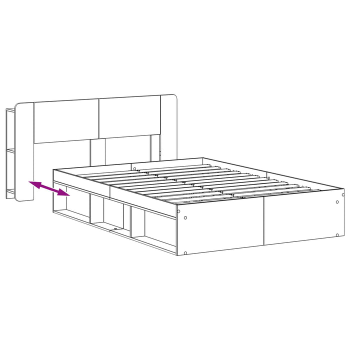 Cadru de pat cu depozitare cu headboard Lemn vechi 150 x 200 cm - WALTI WALTI