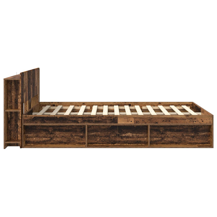 Cadru de pat cu depozitare cu headboard Lemn vechi 150 x 200 cm - WALTI WALTI