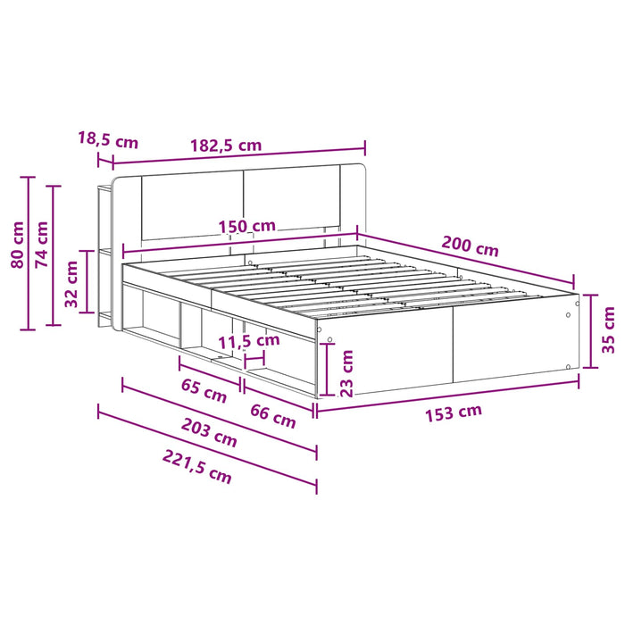 Cadru de pat cu depozitare cu headboard Lemn vechi 150 x 200 cm - WALTI WALTI