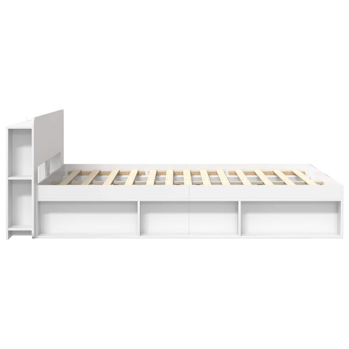 Cadru de pat cu depozitare Alb 160 x 200 cm Lemn prelucrat - WALTI WALTI