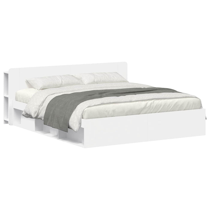 Cadru de pat cu depozitare Alb 180 x 200 cm Lemn prelucrat - WALTI WALTI