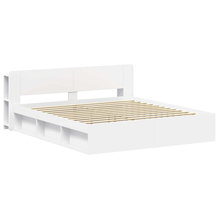 Cadru de pat cu depozitare Alb 180 x 200 cm Lemn prelucrat - WALTI WALTI