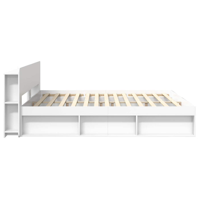 Cadru de pat cu depozitare Alb 180 x 200 cm Lemn prelucrat - WALTI WALTI