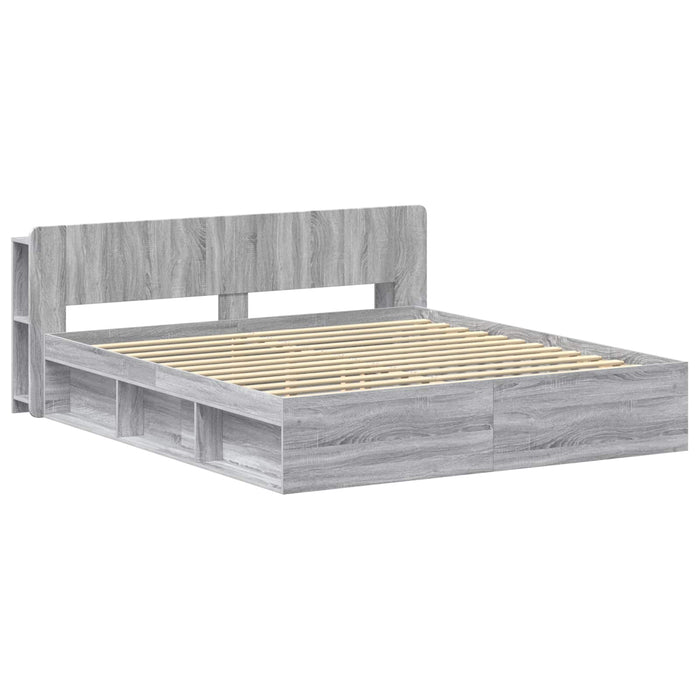 Cadru de pat cu depozitare cu headboard Sonoma gri 200 x 200 cm WALTI