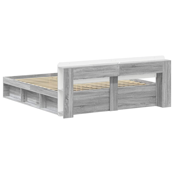 Cadru de pat cu depozitare cu headboard Sonoma gri 200 x 200 cm WALTI