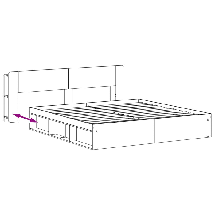 Cadru de pat cu depozitare cu headboard Sonoma gri 200 x 200 cm WALTI
