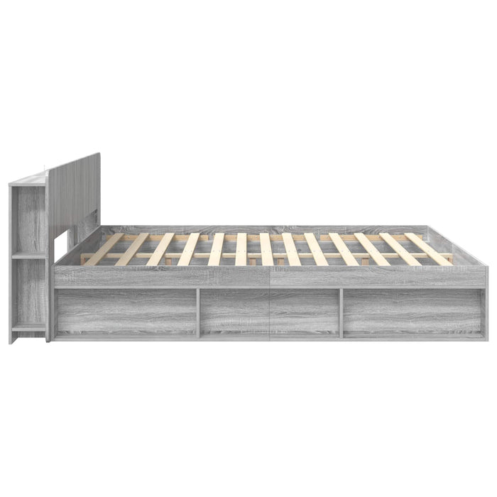 Cadru de pat cu depozitare cu headboard Sonoma gri 200 x 200 cm WALTI