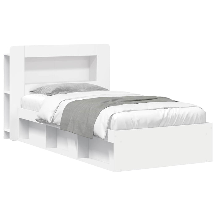 Cadru de pat cu depozitare Alb 75 x 190 cm Lemn prelucrat - WALTI WALTI