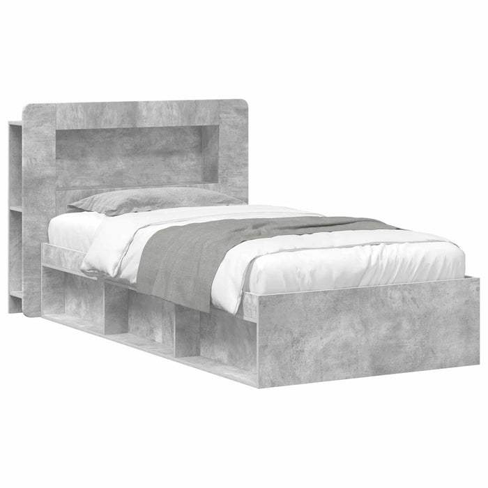 Cadru de pat cu depozitare Gri Beton 80 x 200 cm Lemn prelucrat - WALTI WALTI