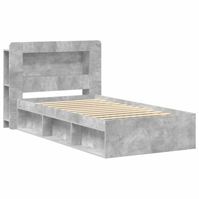 Cadru de pat cu depozitare Gri Beton 80 x 200 cm Lemn prelucrat - WALTI WALTI