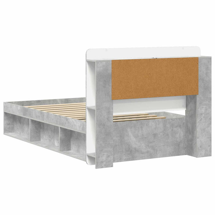 Cadru de pat cu depozitare Gri Beton 80 x 200 cm Lemn prelucrat - WALTI WALTI
