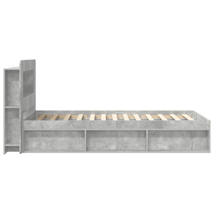 Cadru de pat cu depozitare Gri Beton 80 x 200 cm Lemn prelucrat - WALTI WALTI