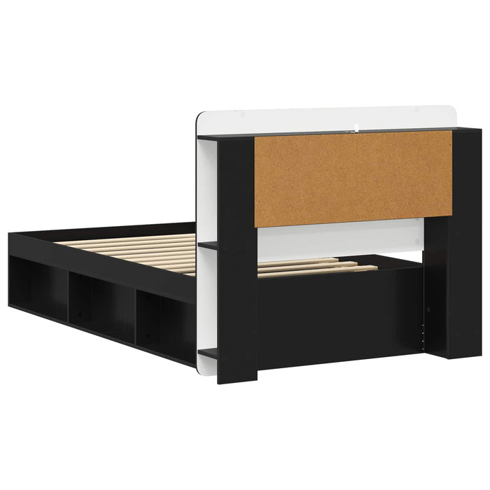 Cadru de pat cu depozitare Negru 90 x 190 cm Lemn prelucrat - WALTI WALTI