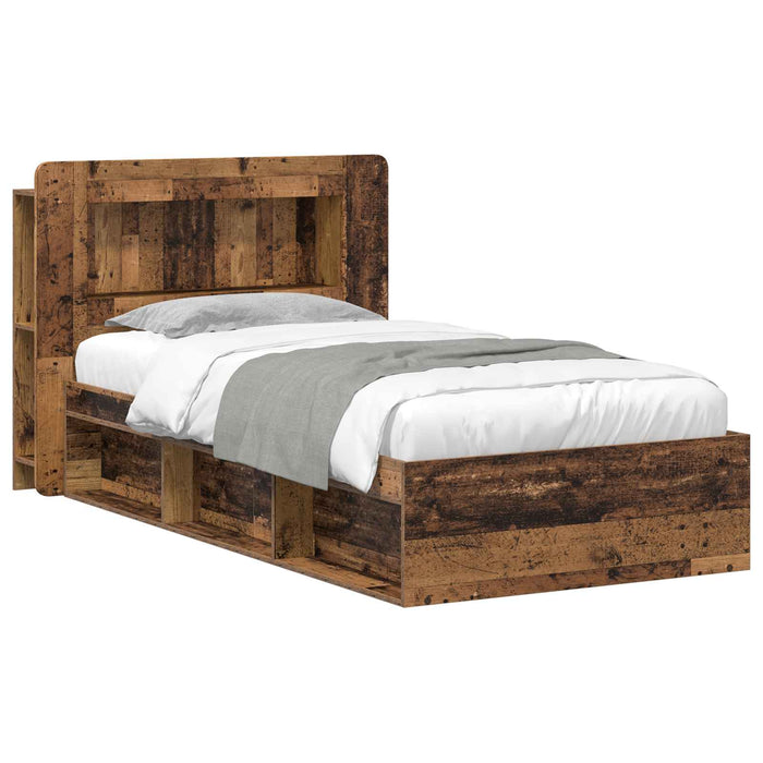 Cadru de pat cu depozitare cu headboard Lemn vechi 90 x 190 cm - WALTI WALTI
