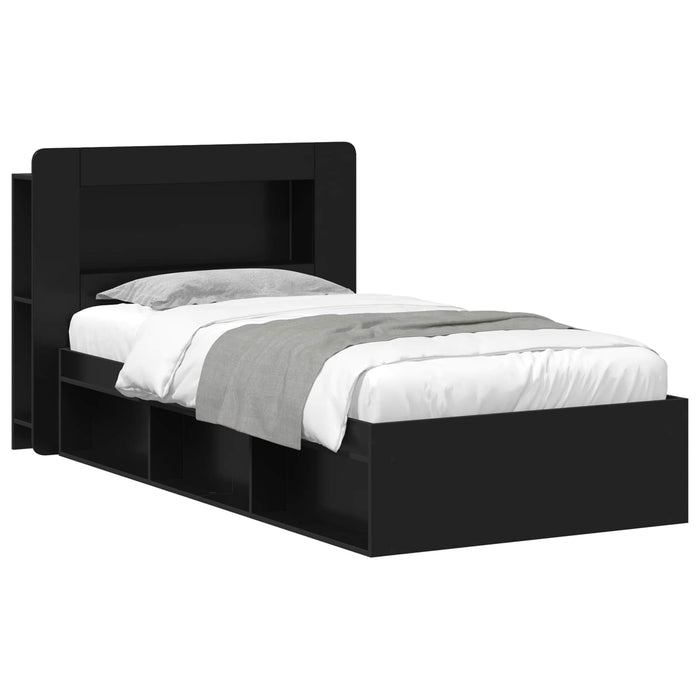Cadru de pat cu depozitare Negru 100 x 200 cm Lemn prelucrat - WALTI WALTI