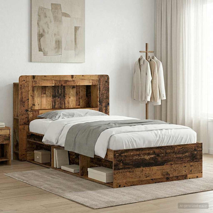Cadru de pat cu depozitare cu headboard Lemn vechi 100 x 200 cm - WALTI WALTI