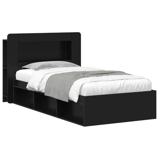 Cadru de pat cu depozitare Negru 90 x 200 cm Lemn prelucrat - WALTI WALTI
