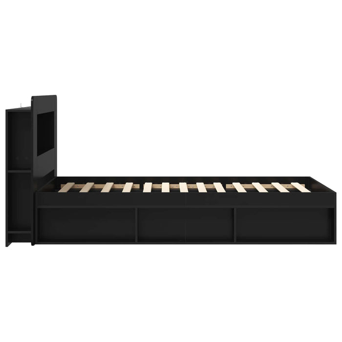 Cadru de pat cu depozitare Negru 90 x 200 cm Lemn prelucrat - WALTI WALTI
