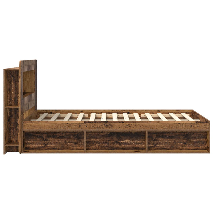 Cadru de pat cu depozitare cu headboard Lemn vechi 120 x 190 cm - WALTI WALTI