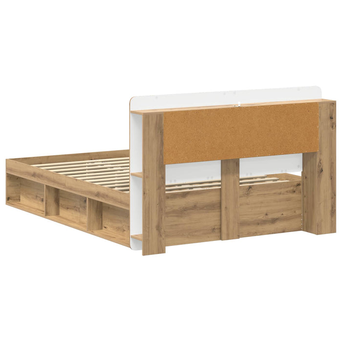 Cadru de pat cu depozitare Stejar Artizanal 135 x 190 cm - WALTI WALTI