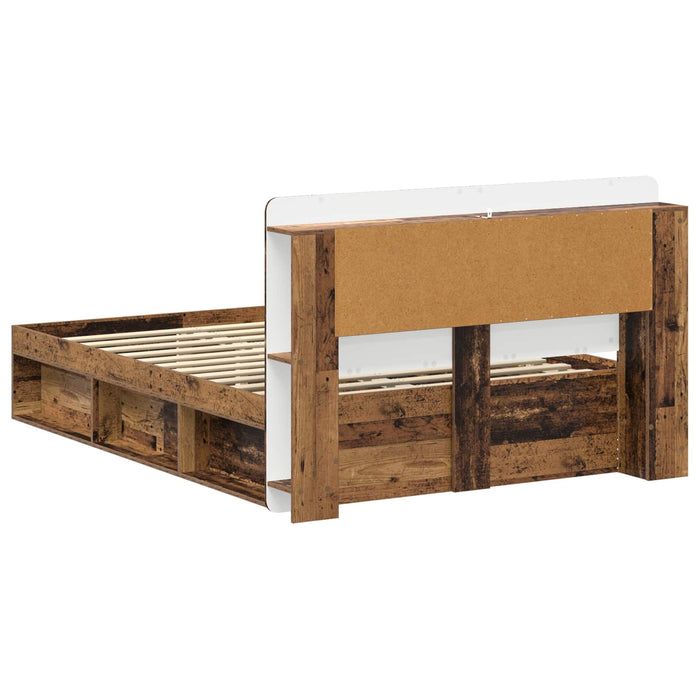 Cadru de pat cu depozitare cu headboard Lemn vechi 135 x 190 cm - WALTI WALTI