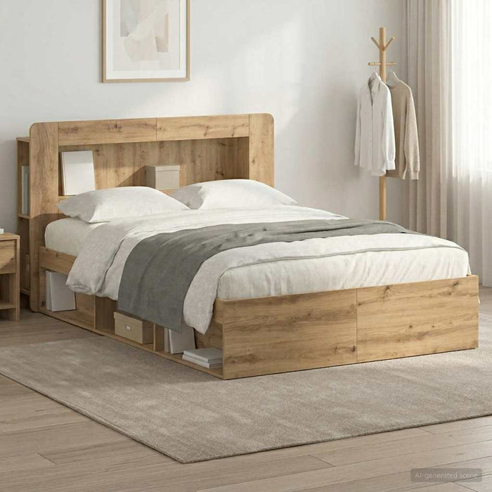Cadru de pat cu depozitare Stejar Artizanal 140 x 190 cm - WALTI WALTI