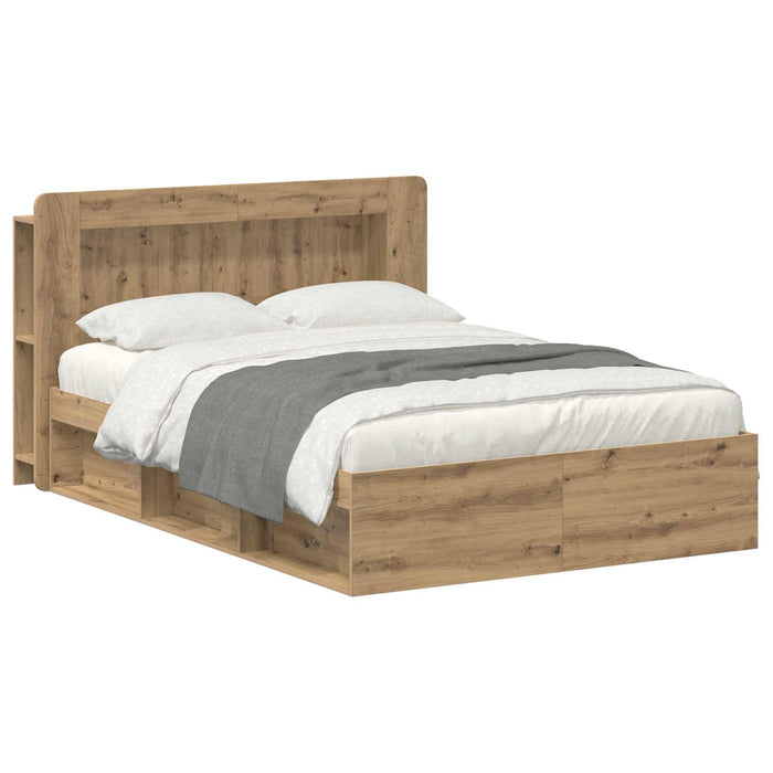 Cadru de pat cu depozitare Stejar Artizanal 140 x 190 cm - WALTI WALTI