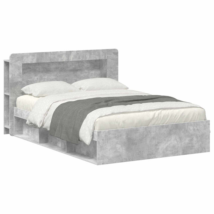 Cadru de pat cu depozitare cu headboard Gri Beton 140 x 190 cm - WALTI WALTI