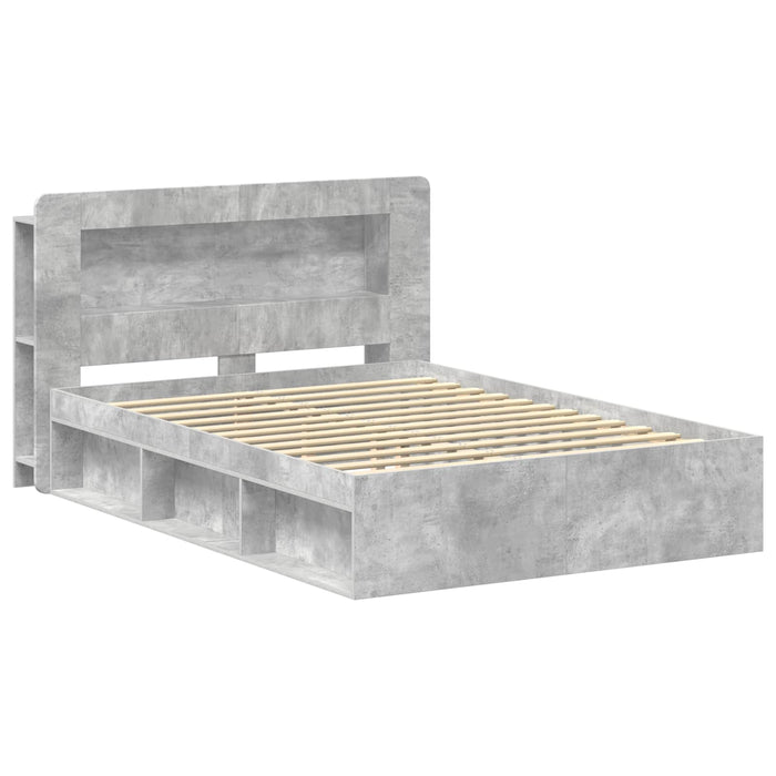Cadru de pat cu depozitare cu headboard Gri Beton 140 x 190 cm - WALTI WALTI