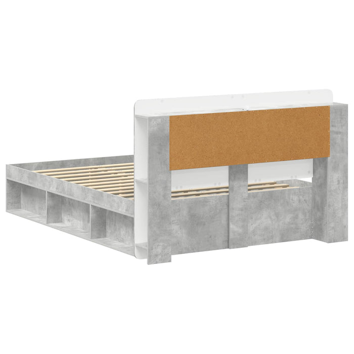 Cadru de pat cu depozitare cu headboard Gri Beton 140 x 190 cm - WALTI WALTI