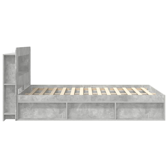 Cadru de pat cu depozitare cu headboard Gri Beton 140 x 190 cm - WALTI WALTI