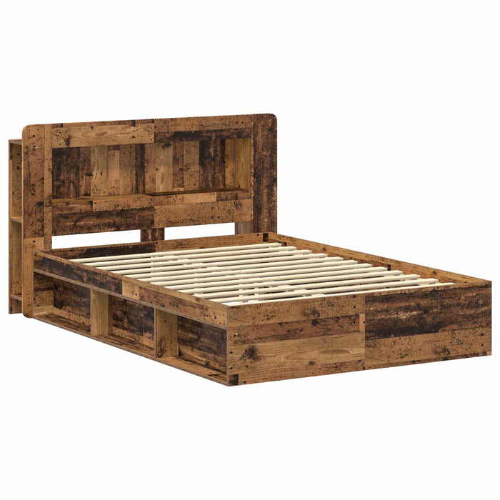 Cadru de pat cu depozitare cu headboard Lemn vechi 140 x 190 cm - WALTI WALTI