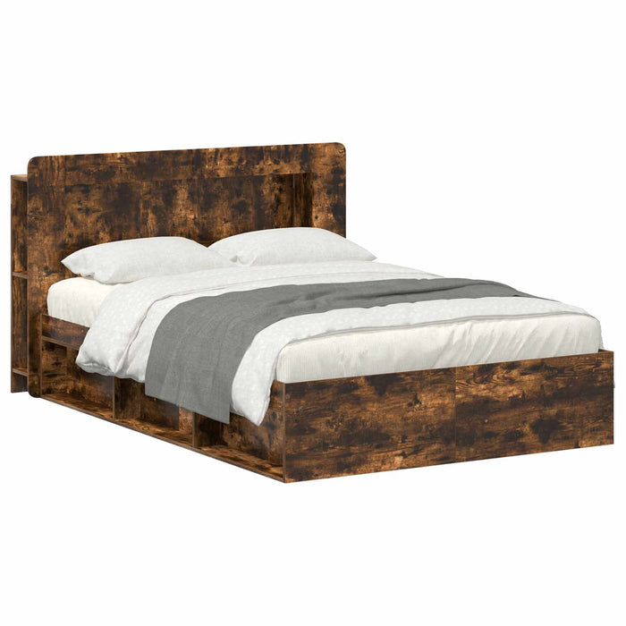 Cadru de pat cu depozitare Stejar fumuriu 140 x 190 cm - WALTI WALTI