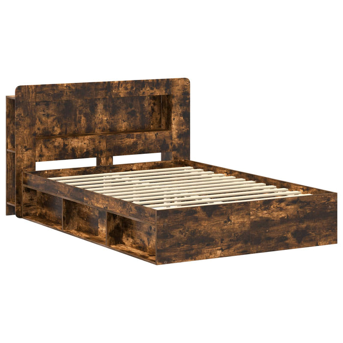 Cadru de pat cu depozitare Stejar fumuriu 140 x 190 cm - WALTI WALTI