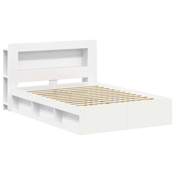 Cadru de pat cu depozitare Alb 140 x 200 cm Lemn prelucrat - WALTI WALTI