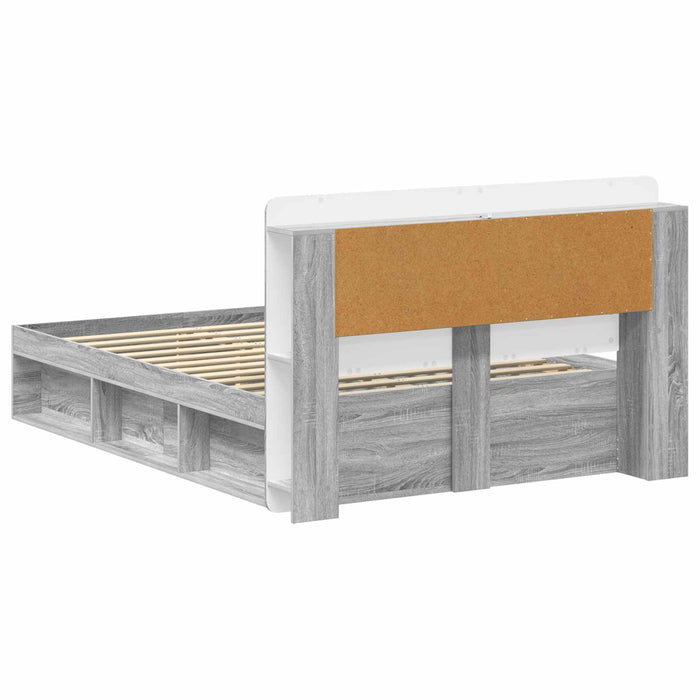 Cadru de pat cu depozitare cu headboard Sonoma gri 160 x 200 cm - WALTI WALTI