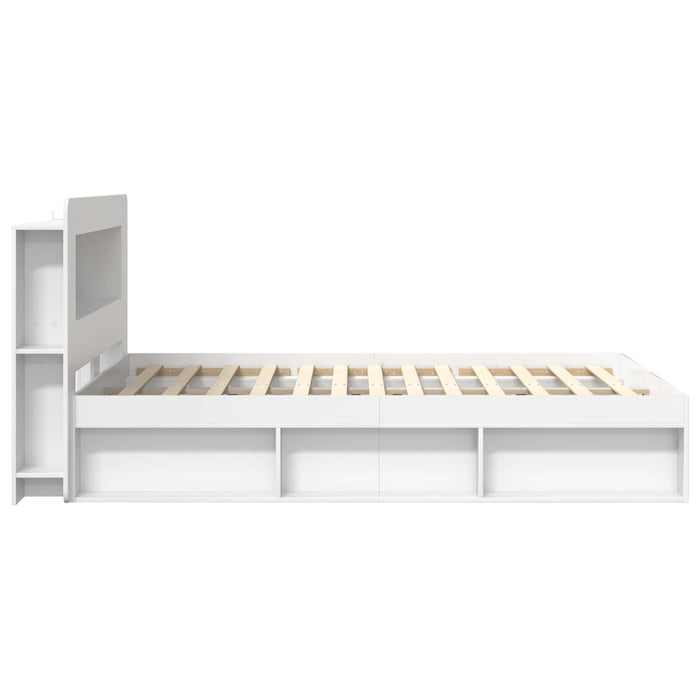 Cadru de pat cu depozitare Alb 160 x 200 cm Lemn prelucrat - WALTI WALTI