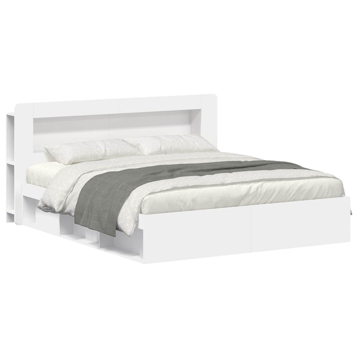 Cadru de pat cu depozitare Alb 180 x 200 cm Lemn prelucrat - WALTI WALTI
