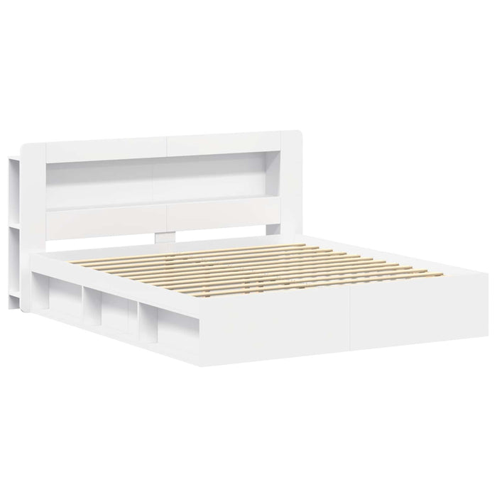 Cadru de pat cu depozitare Alb 180 x 200 cm Lemn prelucrat - WALTI WALTI