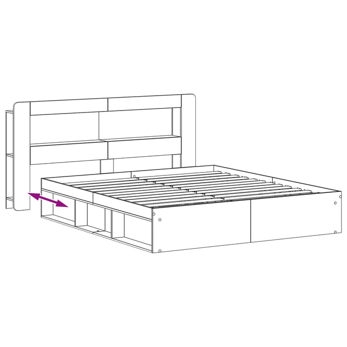 Cadru de pat cu depozitare Alb 180 x 200 cm Lemn prelucrat - WALTI WALTI
