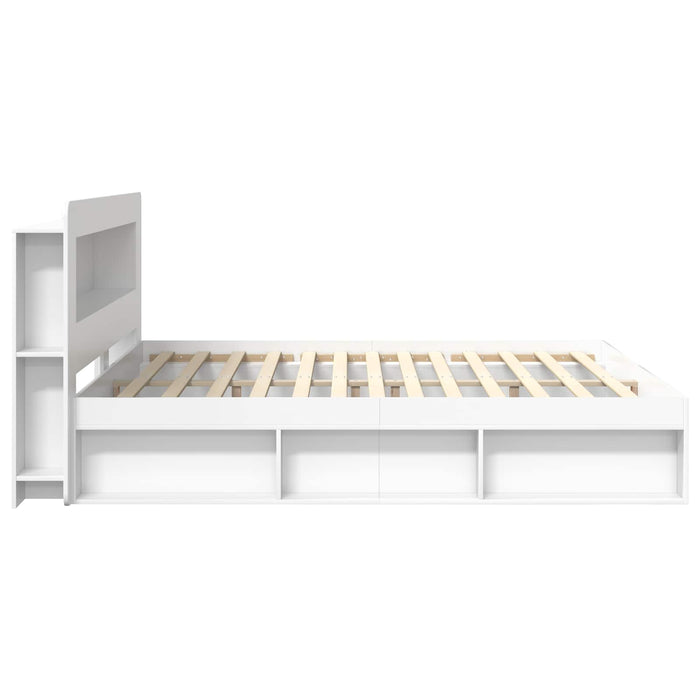 Cadru de pat cu depozitare Alb 180 x 200 cm Lemn prelucrat - WALTI WALTI