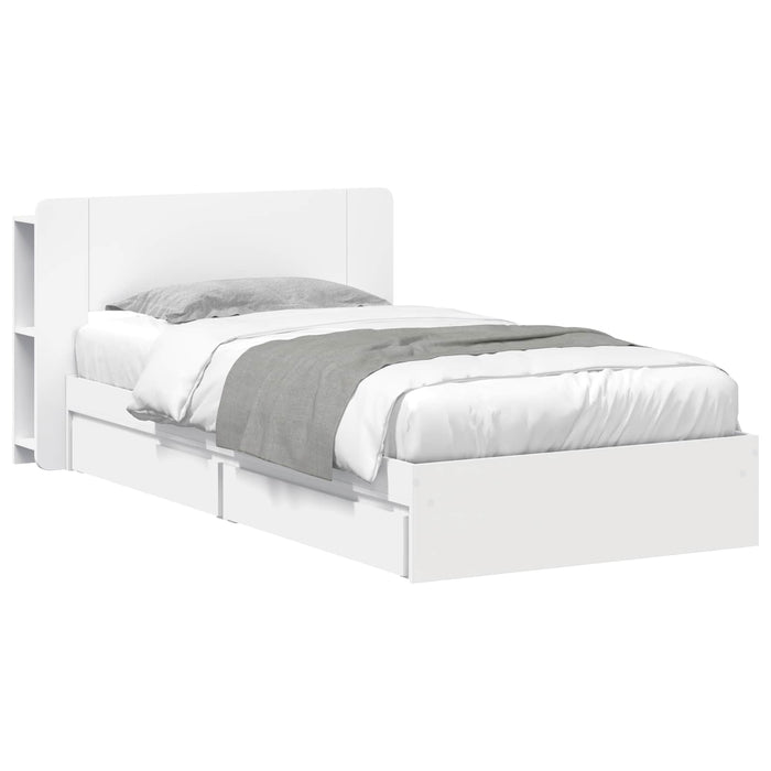 Cadru de pat cu depozitare Alb 75 x 190 cm Lemn prelucrat - WALTI WALTI