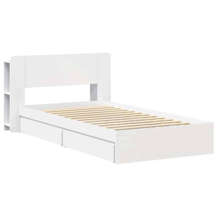 Cadru de pat cu depozitare Alb 75 x 190 cm Lemn prelucrat - WALTI WALTI