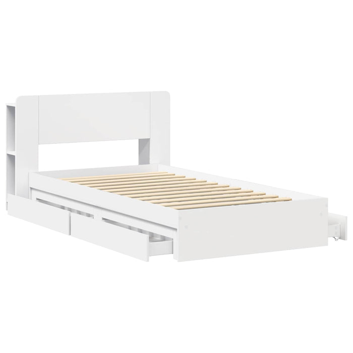Cadru de pat cu depozitare Alb 75 x 190 cm Lemn prelucrat - WALTI WALTI