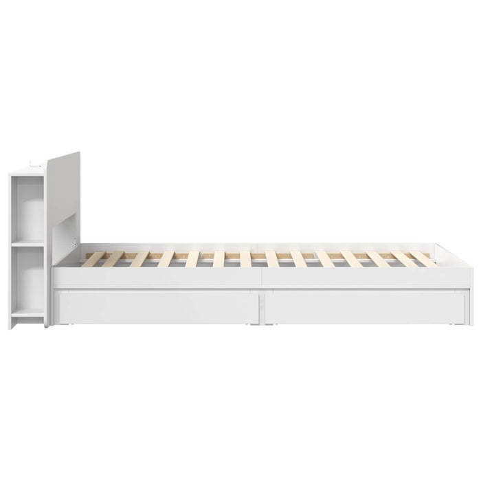 Cadru de pat cu depozitare Alb 75 x 190 cm Lemn prelucrat - WALTI WALTI