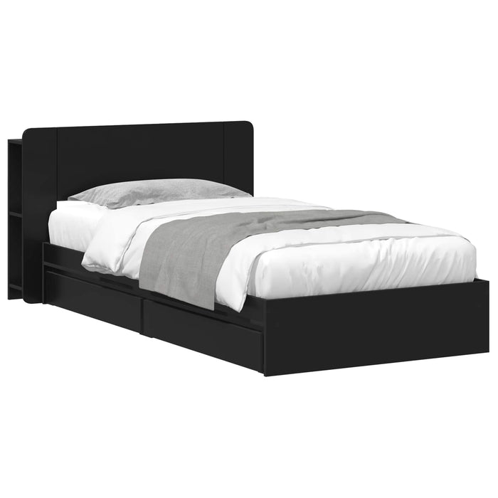 Cadru de pat cu depozitare Negru 90 x 190 cm Lemn prelucrat - WALTI WALTI