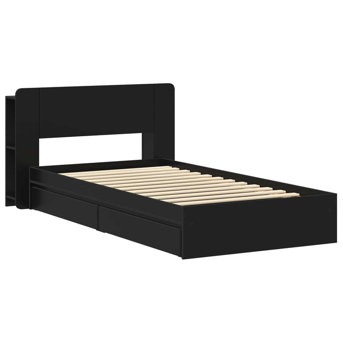 Cadru de pat cu depozitare Negru 90 x 190 cm Lemn prelucrat - WALTI WALTI