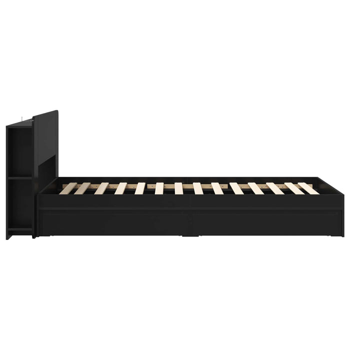 Cadru de pat cu depozitare Negru 90 x 190 cm Lemn prelucrat - WALTI WALTI