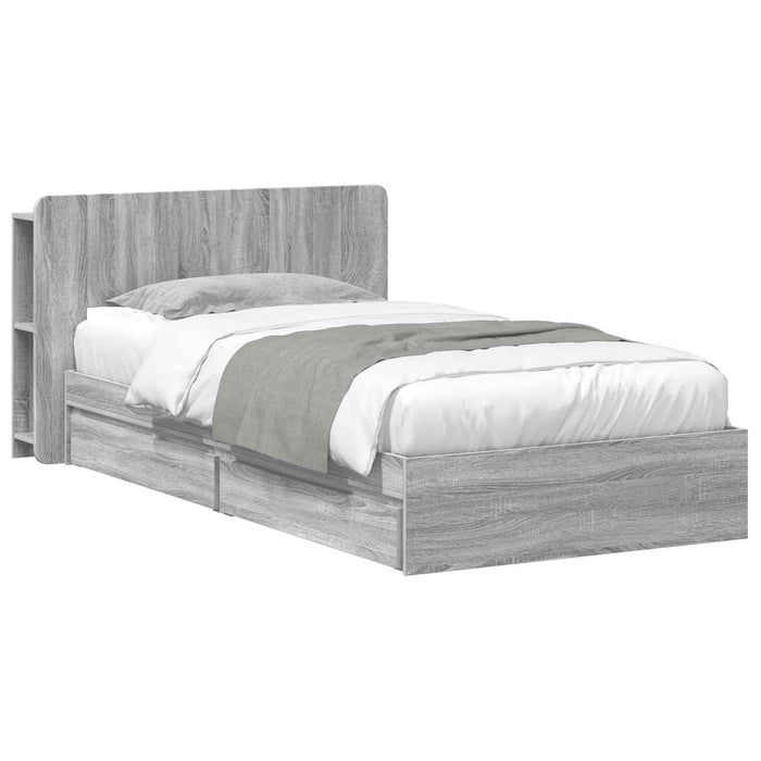 Cadru de pat cu depozitare cu sertar Sonoma gri 90 x 190 cm - WALTI WALTI