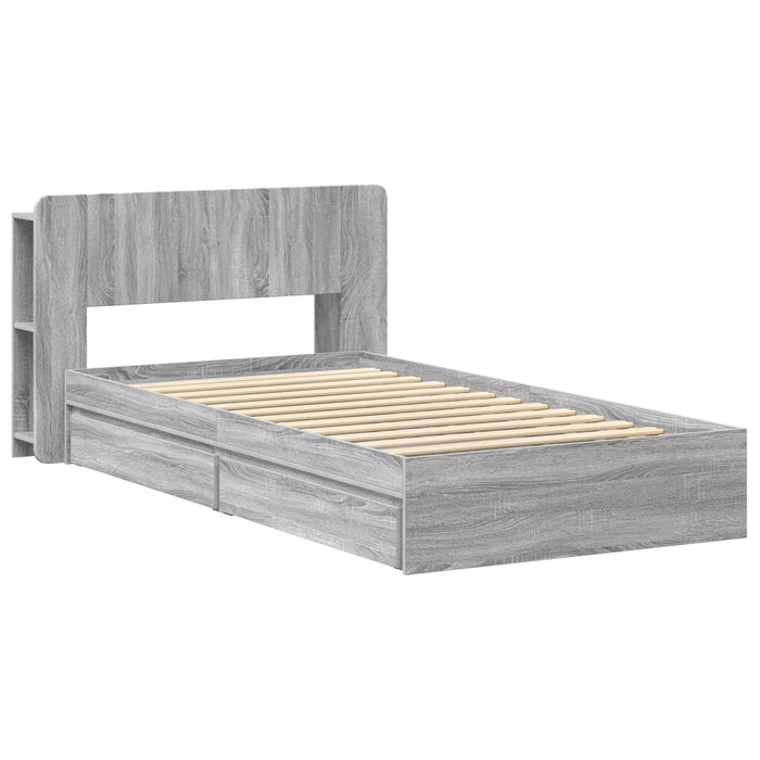 Cadru de pat cu depozitare cu sertar Sonoma gri 90 x 190 cm - WALTI WALTI